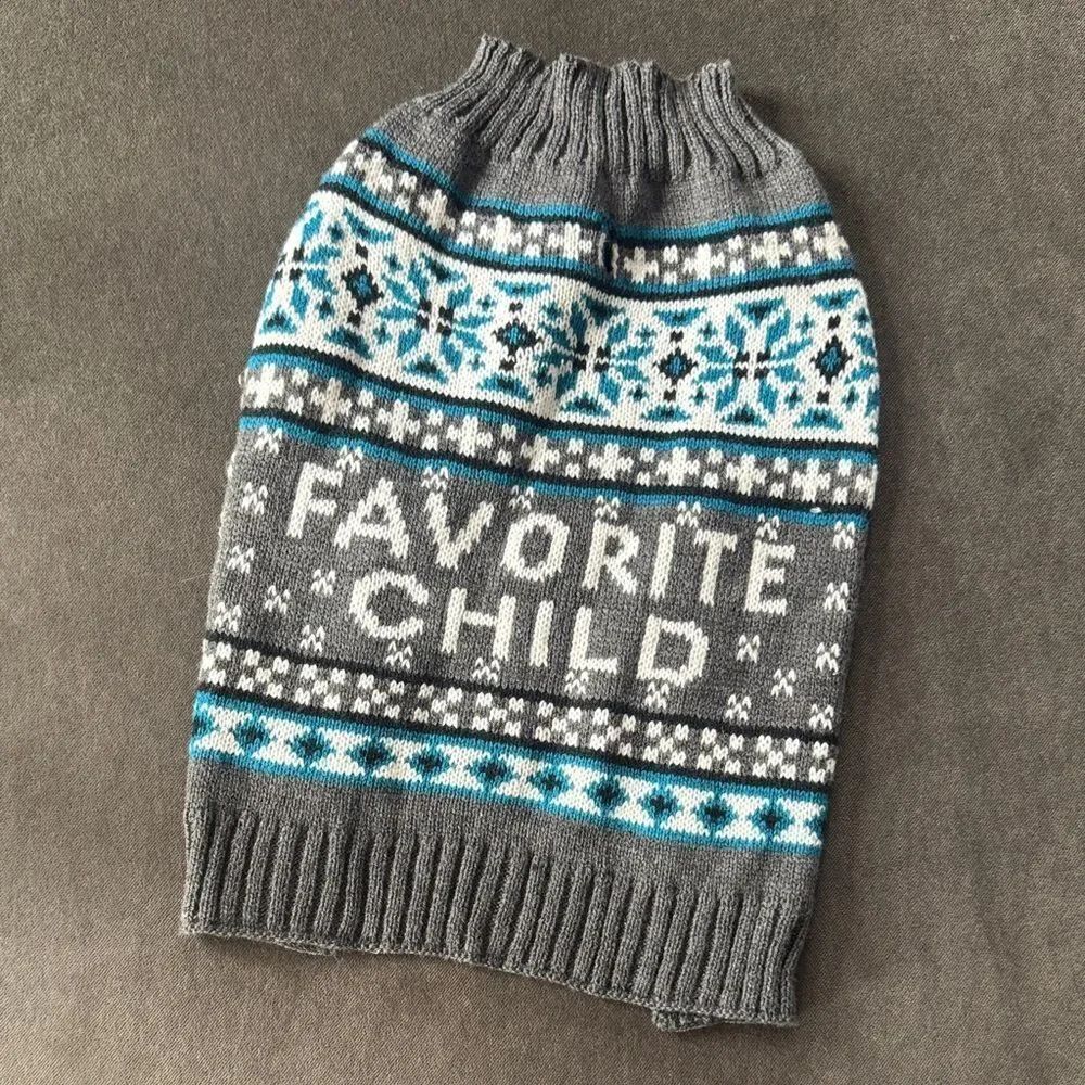 Pet Dog Cat Sweater Favorite Child Gray and Blue Size S NEW